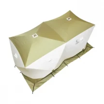 Палатка зимняя КУБ Premium Дубль 4,2х2,1м, трехслойная, цвет оливковый/белый, Следопыт