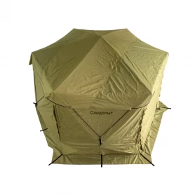 Шатер СЛЕДОПЫТ быстросборный, 6 стен, 3,35х3,85 м, h-2,25 м, S по полу 9,3 кв.м ОЛИВА