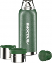 Термос Биосталь-ОХОТА с узкой горловиной, 2 чашки, 1,2 л